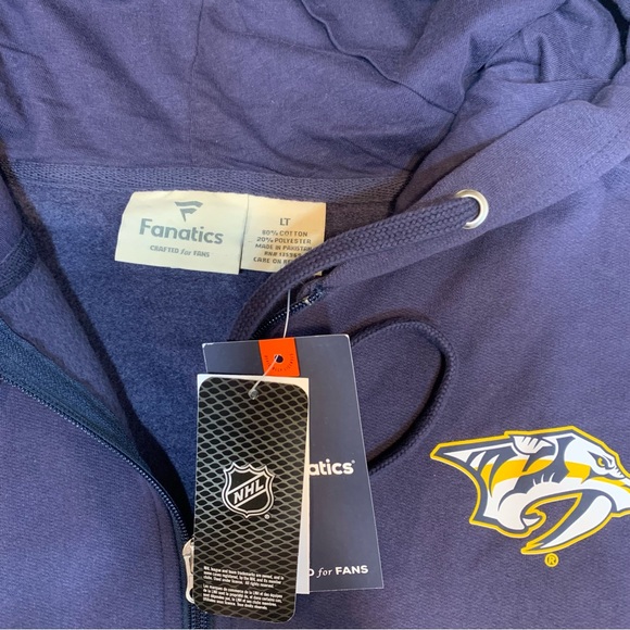 Fanatics NHL Nashville Predators 1/4 Zip Pullover Hoodie Sweatshirt New Mens LT - Picture 3 of 7